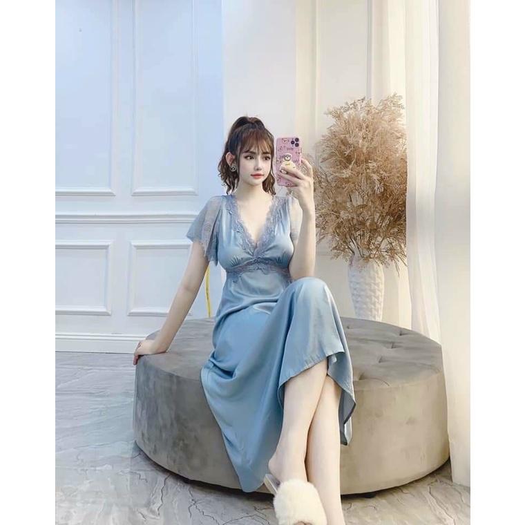 Đầm ngủ lụa dáng dài cánh tiên sang trọng