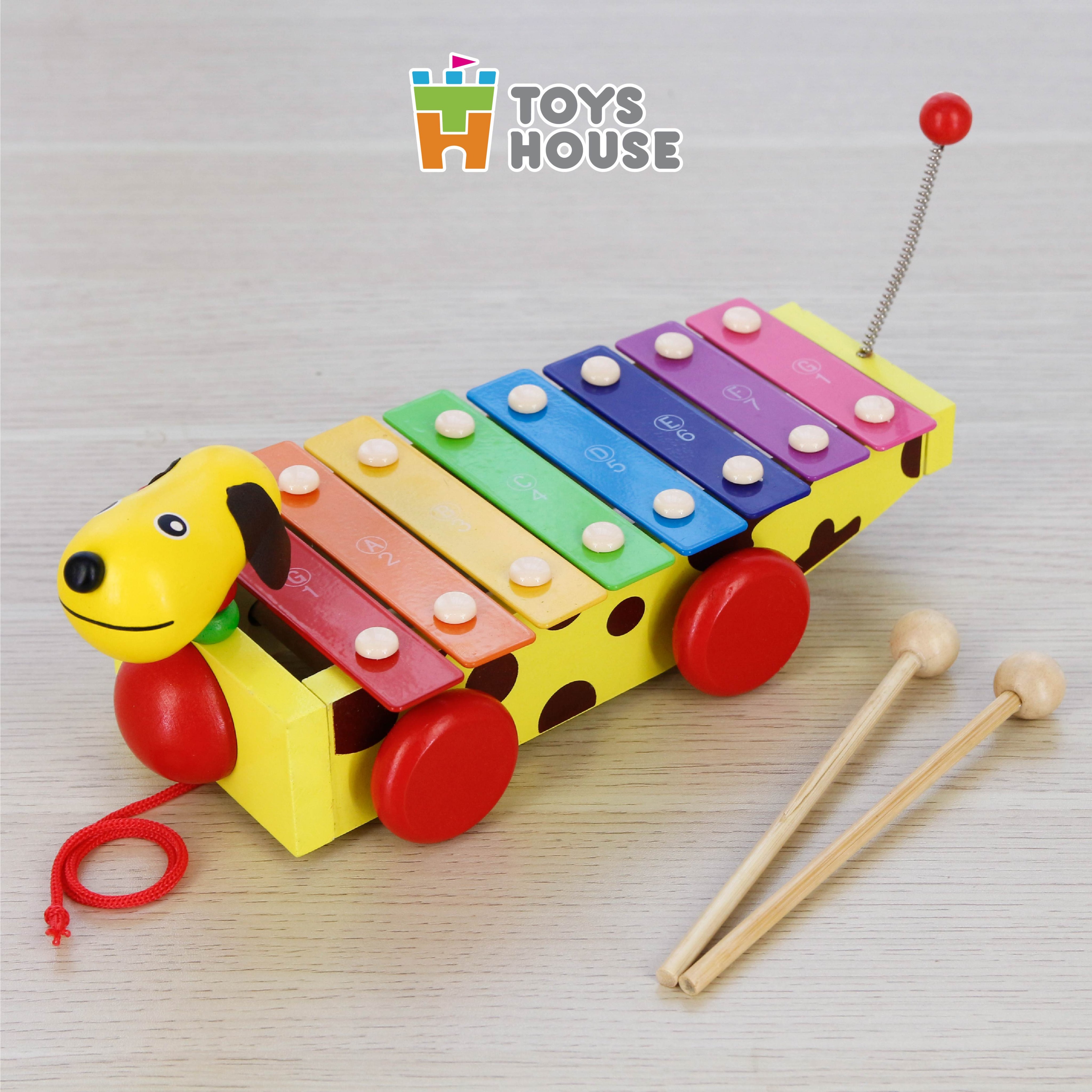 Đàn gõ xylophone kết hợp đồ chơi hình cún con cầu vồng Toyshouse 1152