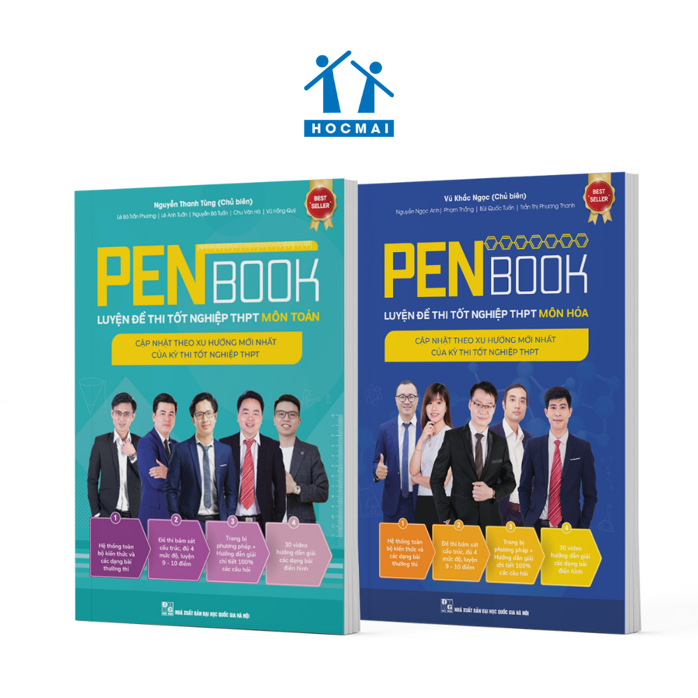 Combo 2 cuốn PENBOOK - Luyện đề thi Tốt nghiệp THPT - Bộ 2 môn Toán, Hóa