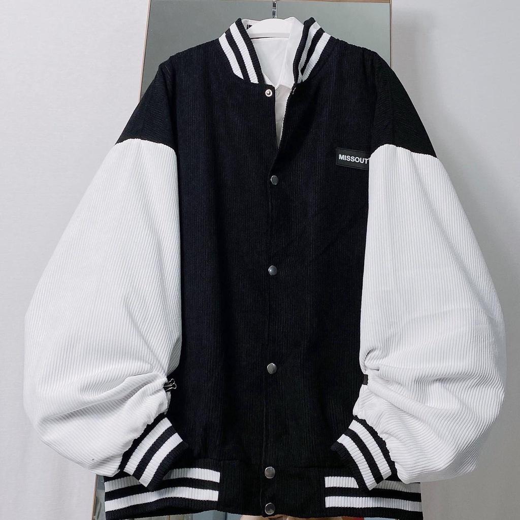 Áo khoác nam nữ - Bomber jacket  chất liệu nhung gân dày dặn form rộng rãi MISSOUT