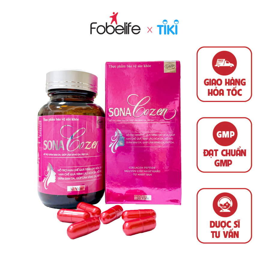 Viên Uống Bổ Sung Collagen Giảm Sạm Da Giảm Da Nhăn Làm Sáng Da Đẹp Da SonaCozen - Hộp 30 viên
