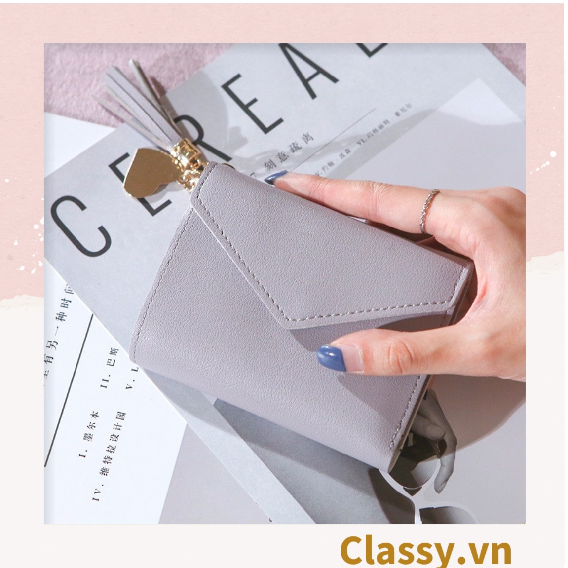 Ví nữ Classy mini cao cấp ngắn cute dễ thương nhỏ gọn bỏ túi thời trang