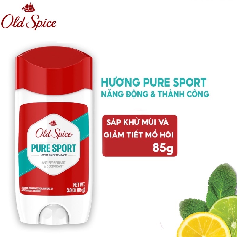 Lăn sáp khử mùi Old Spice Pure Sport 85g (sáp trắng) Antiperspirant &amp; Deodorant-màu trắng nắp đỏ( không xuất hóa đơn đỏ )