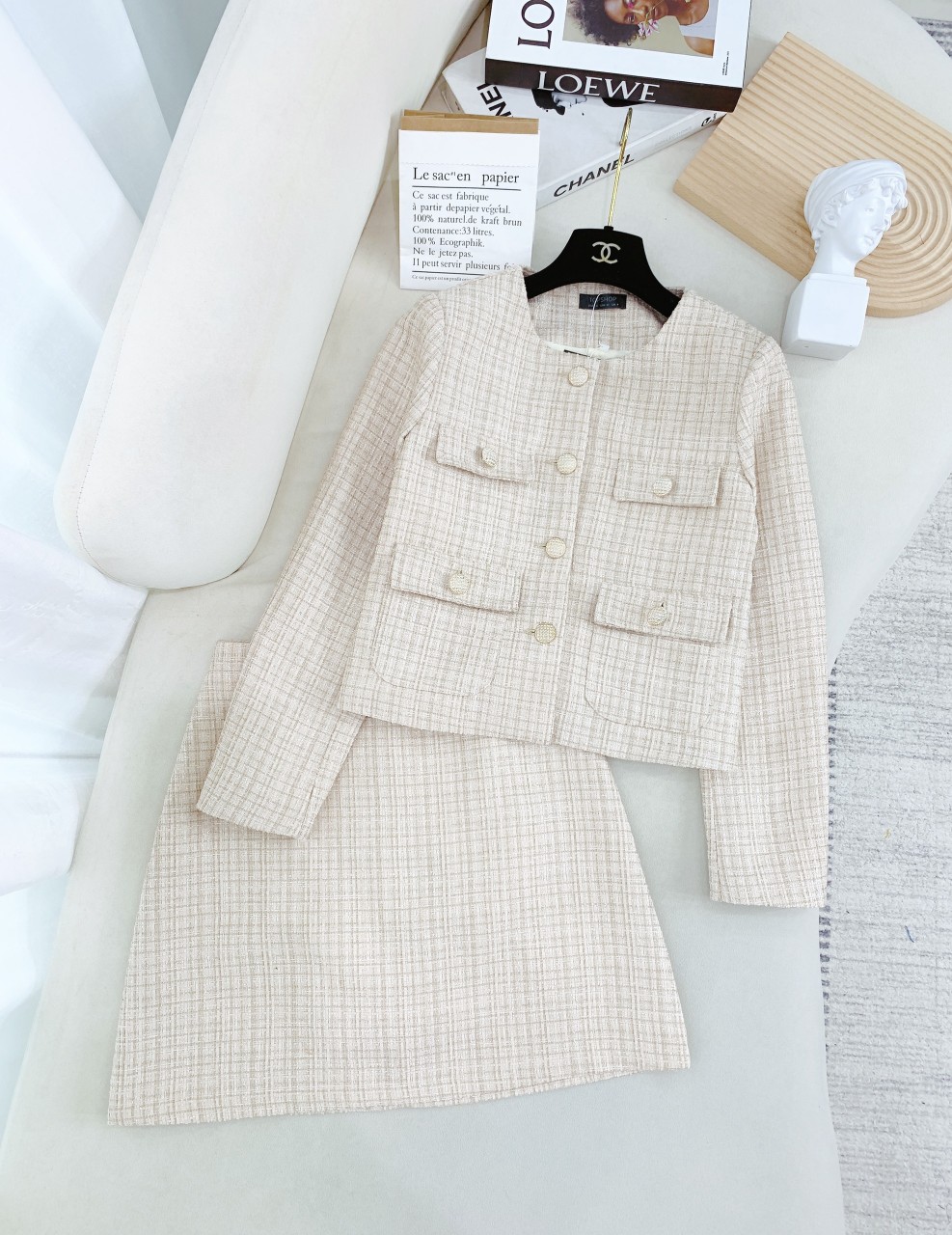 VS0041 - Set dạ cổ tròn chân váy A