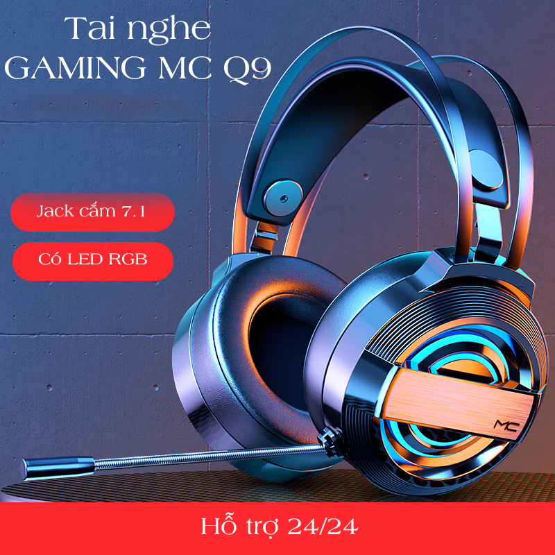 Tai nghe chụp tai máy tính GAMING MC Q9 cổng USB 7.1, có LED RGB siêu đẹp - K1235