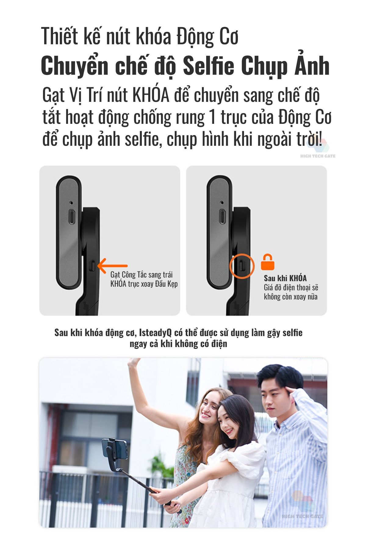 Cây quay video chống rung, chụp hình selfie 4 trong 1, tay cầm 1 trục ổn định Isteady Q có gimbal tracking AI 360, hàng chính hãng