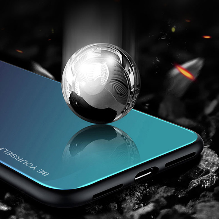 Ốp lưng cho Xiaomi Redmi 5 Plus gương cứng 2 màu Gradient Ver 2 , viền TPU dẻo đen