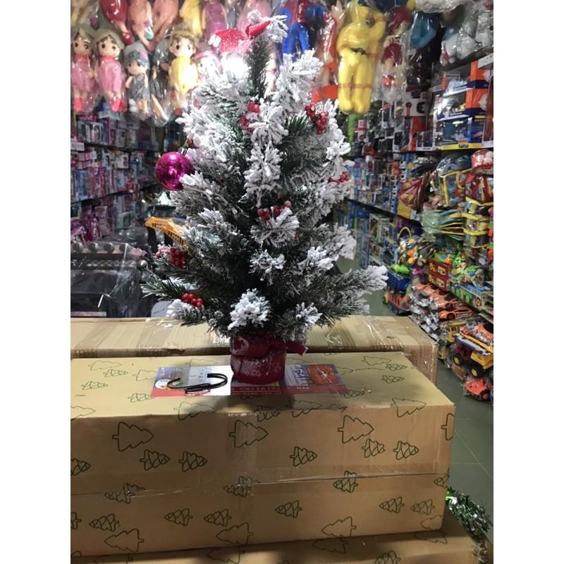Cây thông mini phủ tuyết có trang trí 65cm, 45cm