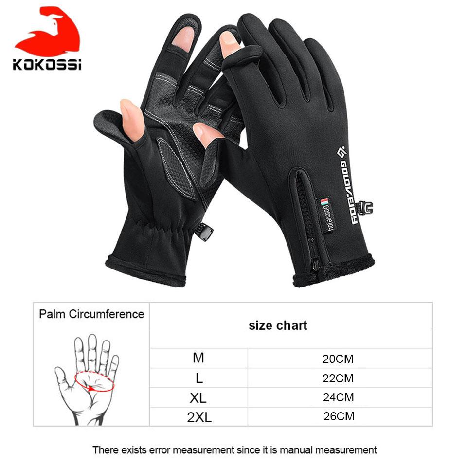 KoKossi 1 Mùa Đông Chống Trơn Trượt Cảm Ứng Ngoài Trời Găng Tay Câu Cá 2 Cắt Ngón Tay Găng Tay Thể Thao Nam Găng Tay Xe Đạp Nhiệt ấm Áp