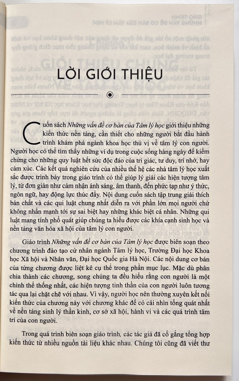 Sách - Những Vấn Đề Cơ Bản Của Tâm Lý Học (Giáo Trình Dành Cho Hệ Cử Nhân)