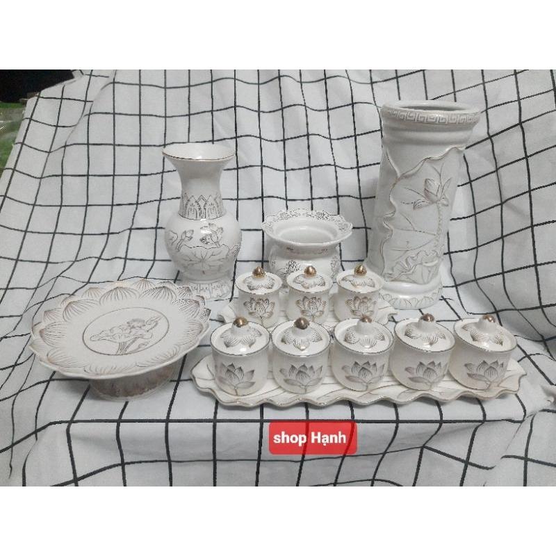 Combo Ông Địa Thần Tài bạch ngọc viền sen vàng size nhỏ xíu