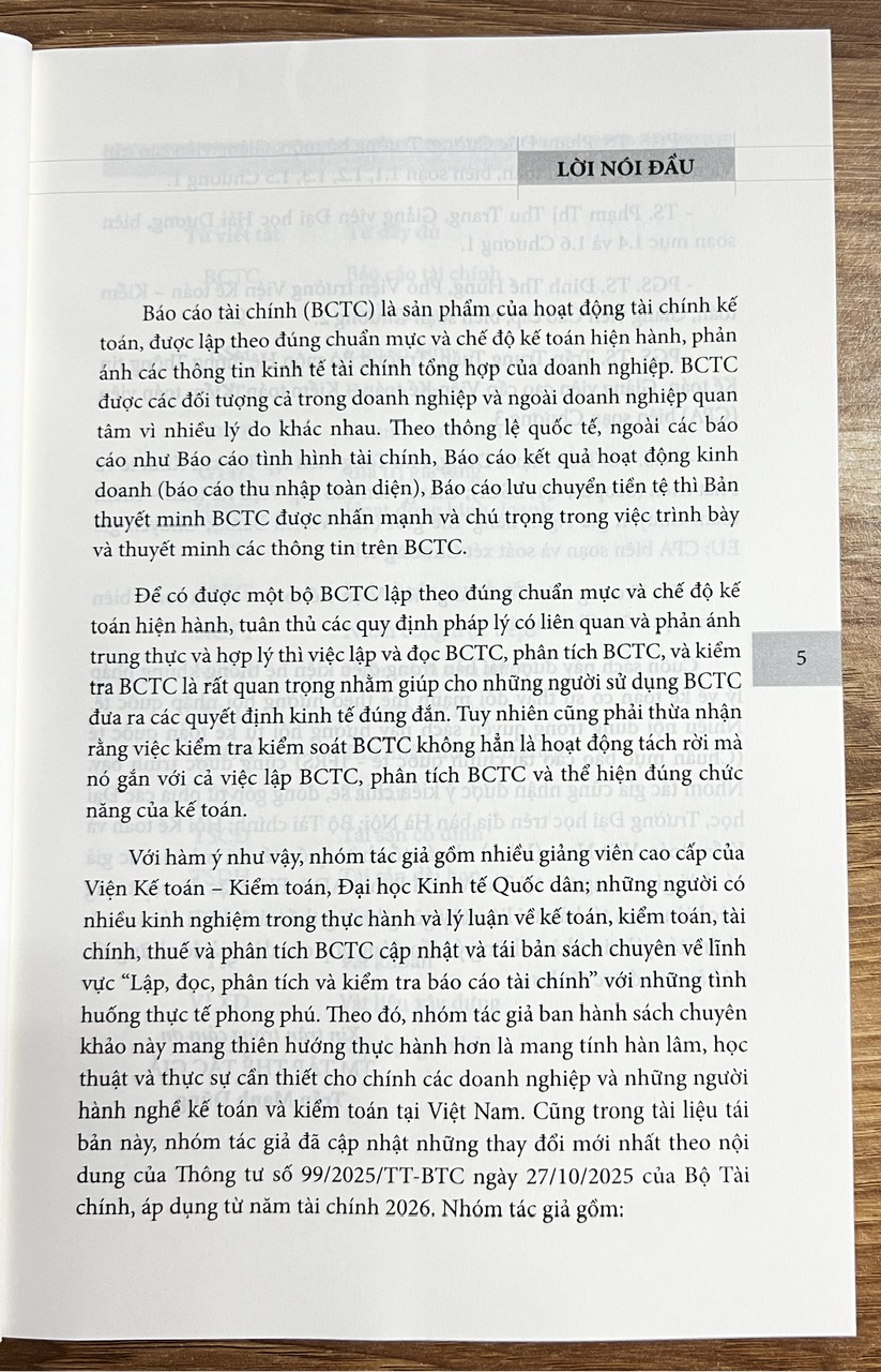 Sách Lập, Đọc, Phân Tích Và Kiểm Tra Báo Cáo Tài Chính (Cập Nhật Theo Thông Tư 99/2025/TT-BTC Ngày 27/10/2025 Của BTC)