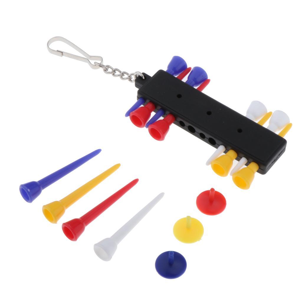 Portable Golf Tee Holder Carrier With 12pcs Tees &  ball Markers Belt Clip