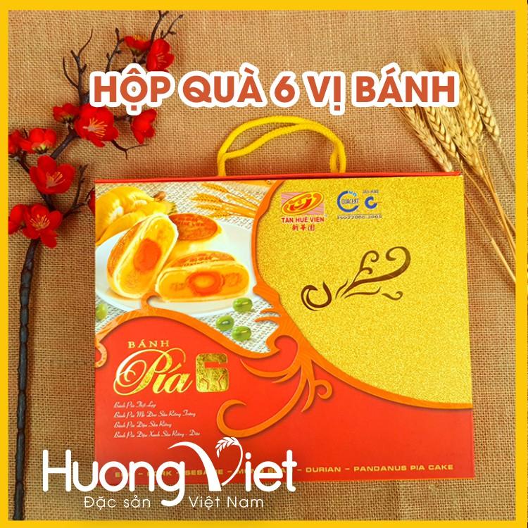 Hộp quà bánh pía 6 sao 4 vị Tân Huê Viên, bánh pía Sóc Trăng chính hãng, hộp quà tết 2022