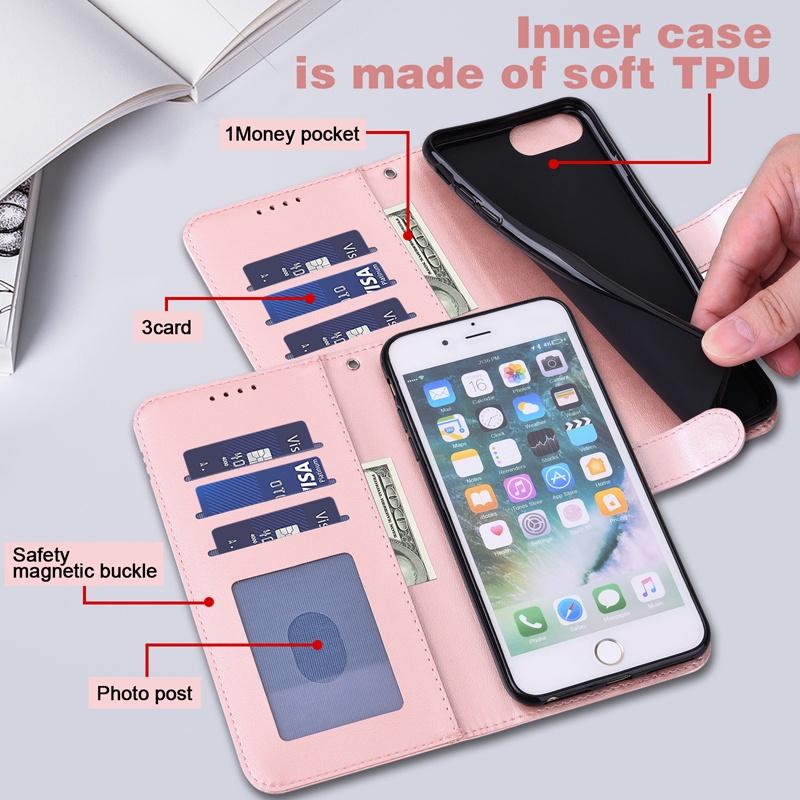 Bao da điện thoại nắp gập dập nổi cây con hươu dạng ví đựng thẻ cho iPhone 6Plus/ 6SPlus 7Plus 8Plus SE 2020 X XR XSMax