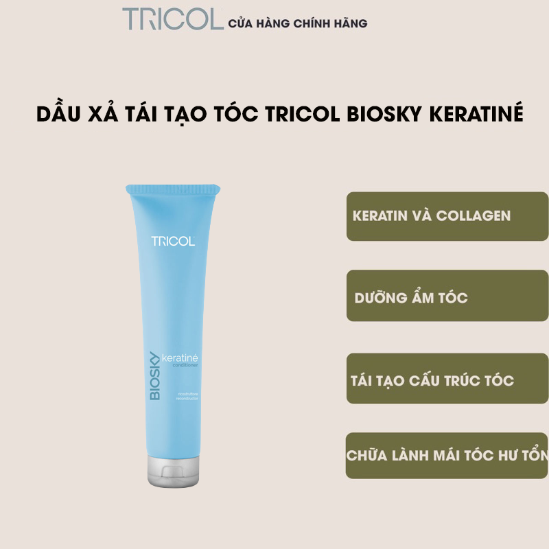 Dầu xả tái tạo cấu trúc tóc hư tổn Italia Tricol Biosky Keratiné