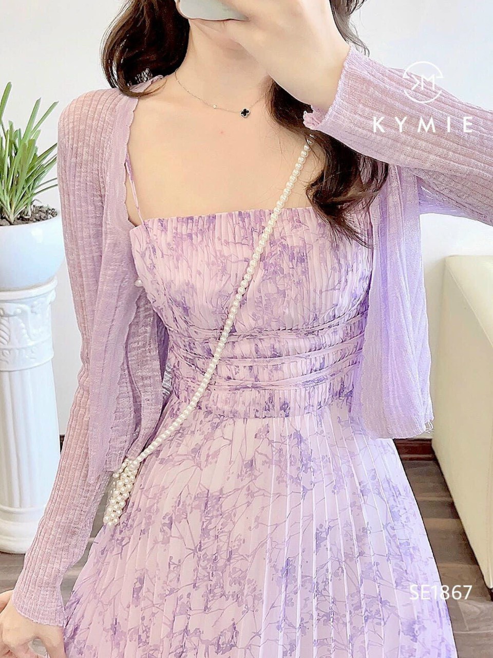 ĐẦM VOAN DẬP LY XẾP LY NGỰC KÈM ÁO KHOÁC MÀU Y HÌNH