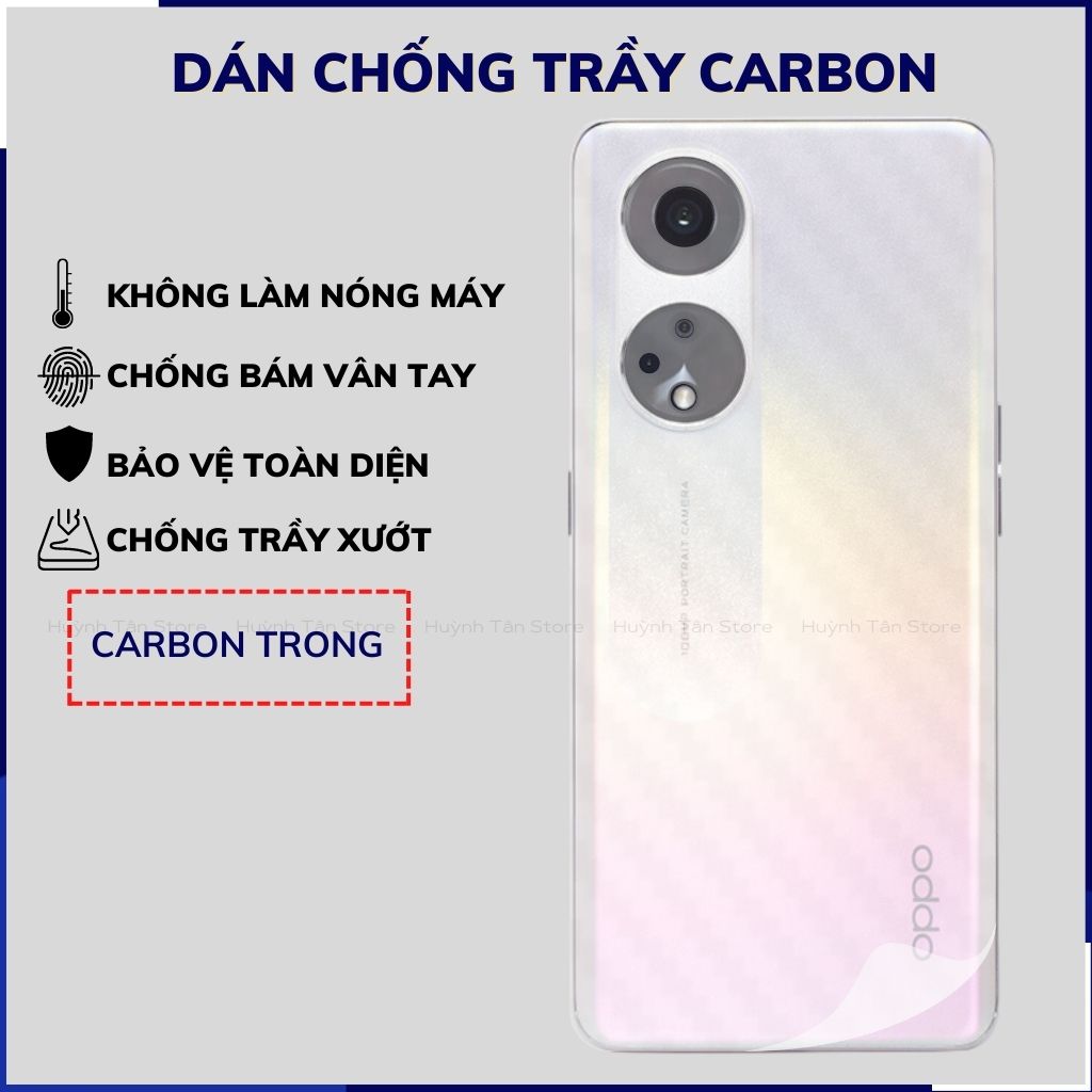Miếng dán reno8 t carbon trong hoặc đen chống trầy xướt chống bám vân tay phụ kiện huỳnh tân store
