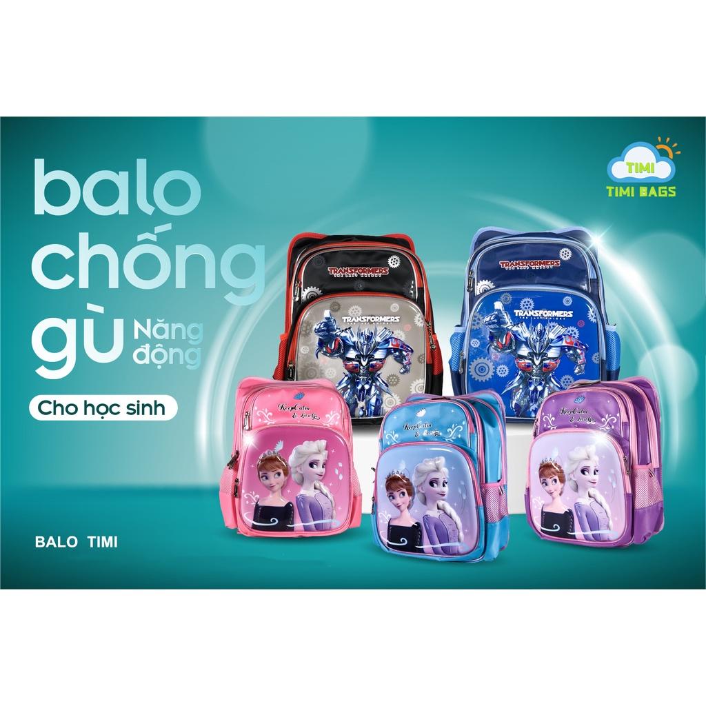 Balo Chống Gù Chống Nước Đệm Lưng Êm Ái Năng Động Cho Học Sinh Transfomer Elsa BTKD 2146