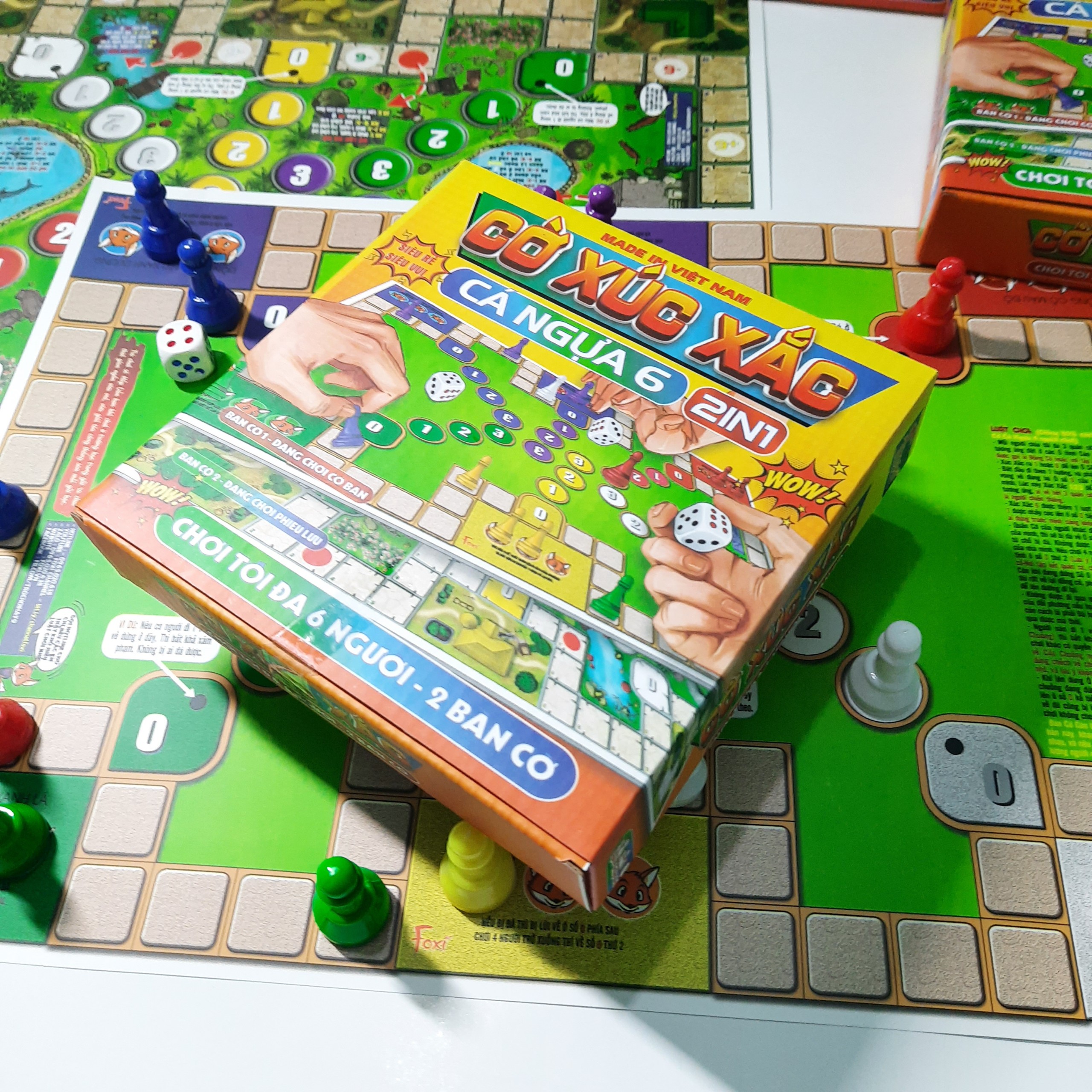 Board game-Cờ xúc xắc cá ngựa 6 người chơi Foxi-đồ chơi phát triển tư duy-dễ chơi-vui nhộn-giá siêu rẻ