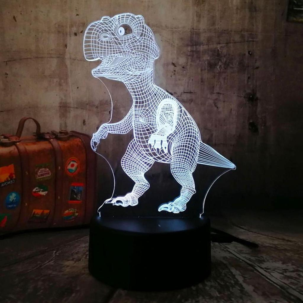 Dinosaur 3D LED Night Light Touch Remote Table Desk Illusion Lamp Kids Gifts
