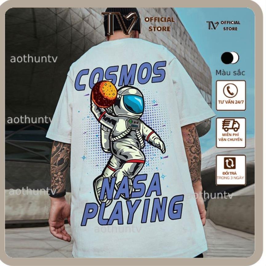Áo thun nam nữ TVSTORED RABBIT NASA, Áo Phông Nam Nữ Form Rộng, cotton mát màu trắng,đen D105