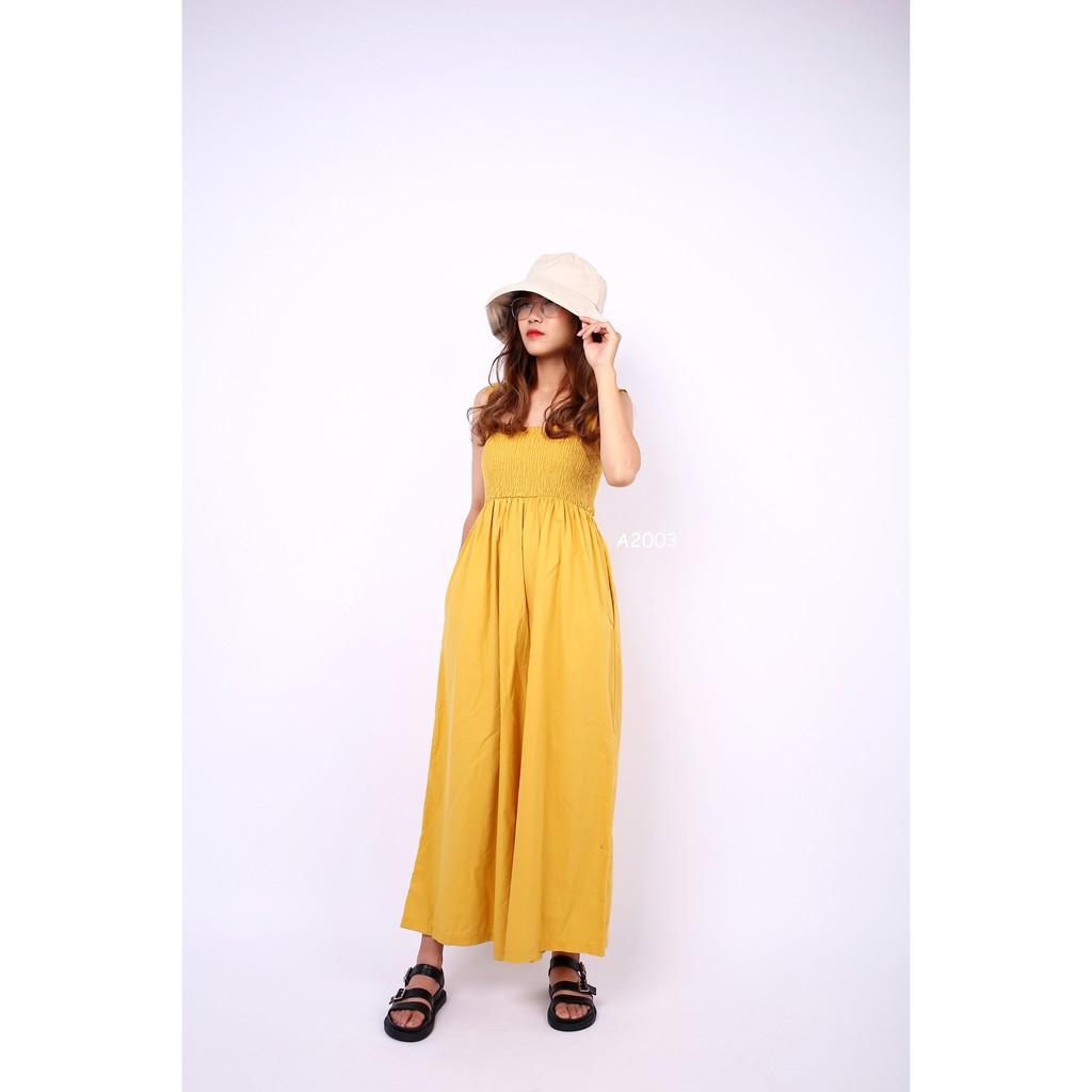 Jumpsuit 2 dây Minion Clothing, ống quần suông rộng phong cách Ulzzang Streetstyle Hàn Quốc Q2003