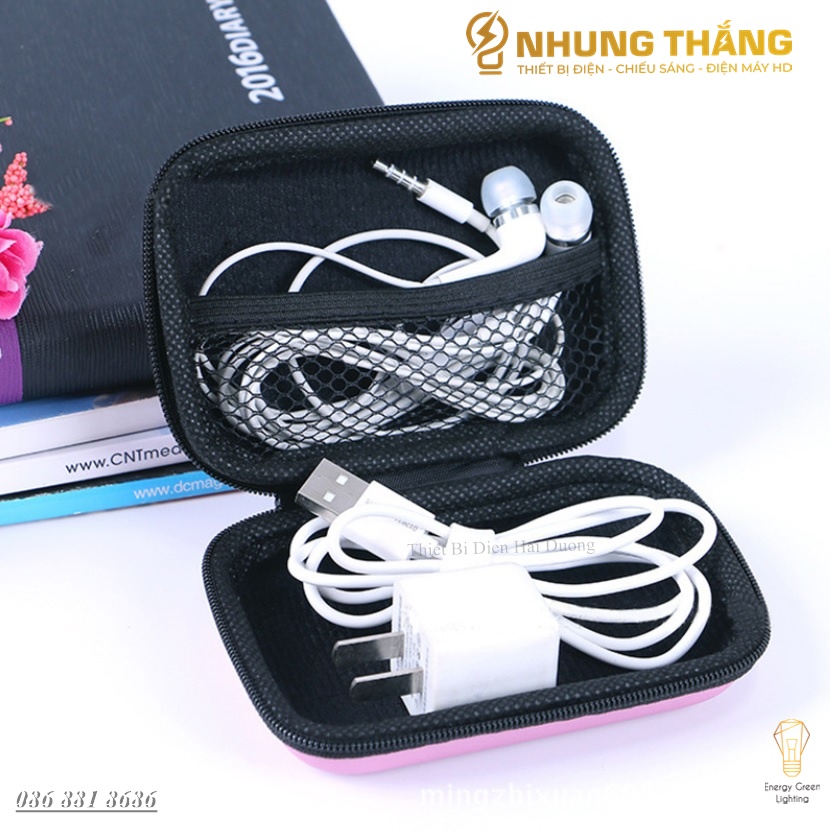 Túi Lưu Trữ Phụ Kiện Bảo Vệ Ổ Cứng Di Động , Dây Cáp USB , Tai Nghe - Có Dây Khóa Kéo Tiện Lợi - Nhiều Màu sắc Lựa Chọn