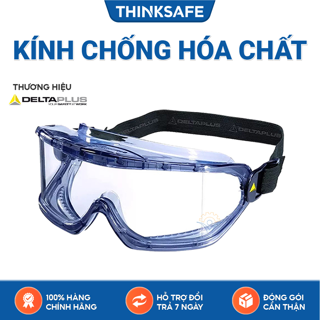 Kính chống hóa chất Delta plus Galeras ôm kín khuôn mặt, chống trầy, bảo vệ kính cận - Safety Glasses Galeras