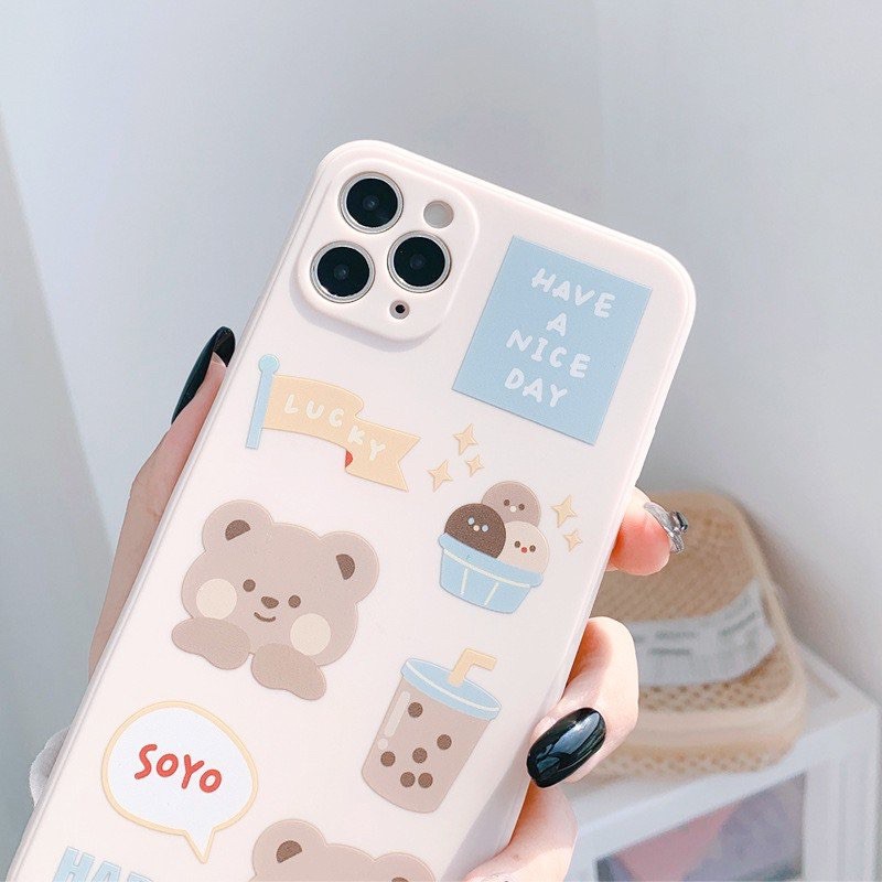 Ốp Lưng Cạnh Vuông Gấu Soyo Dành Cho iPhone 6 / 6 Plus / 7 / 7 Plus / 8 / 8 Plus / X / Xs / Xs Max / 11 / 11 Pro / 11 Pro Max / 12 / 12 Pro / 12 Pro Max