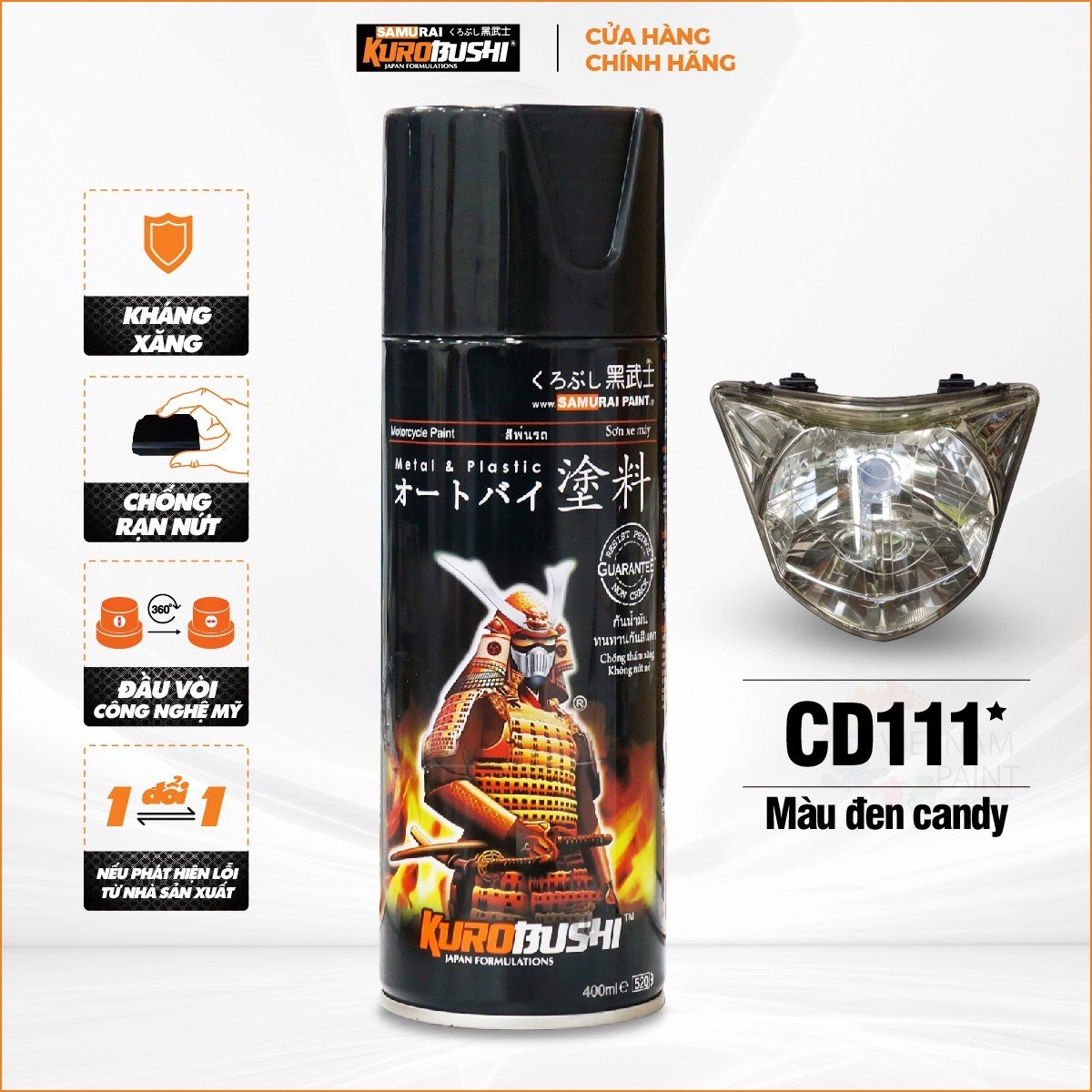 Sơn xịt Samurai Kurobushi - màu đen candy CD111