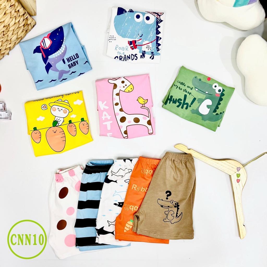 Bộ Cộc Tay Cho Bé CNN10 Đồ Bộ Thun Cotton 100% Mềm Mịn Thoáng Mát Thấm Hút Mồ Hôi Hàng Chuẩn Loại 1 MINKY MOM