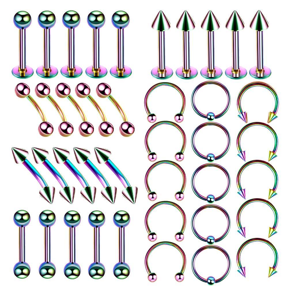 40 Pieces Jewelry 16G Belly Nose Lip Eyebrow