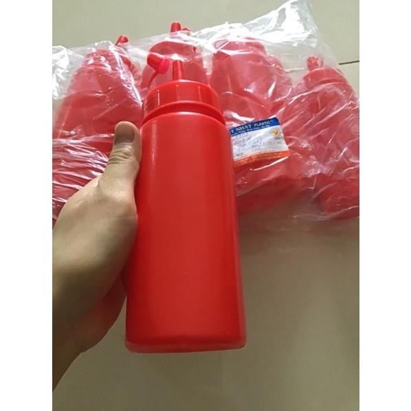 Lọ đựng tương ớt màu đỏ - chai đựng sốt cà 500ml