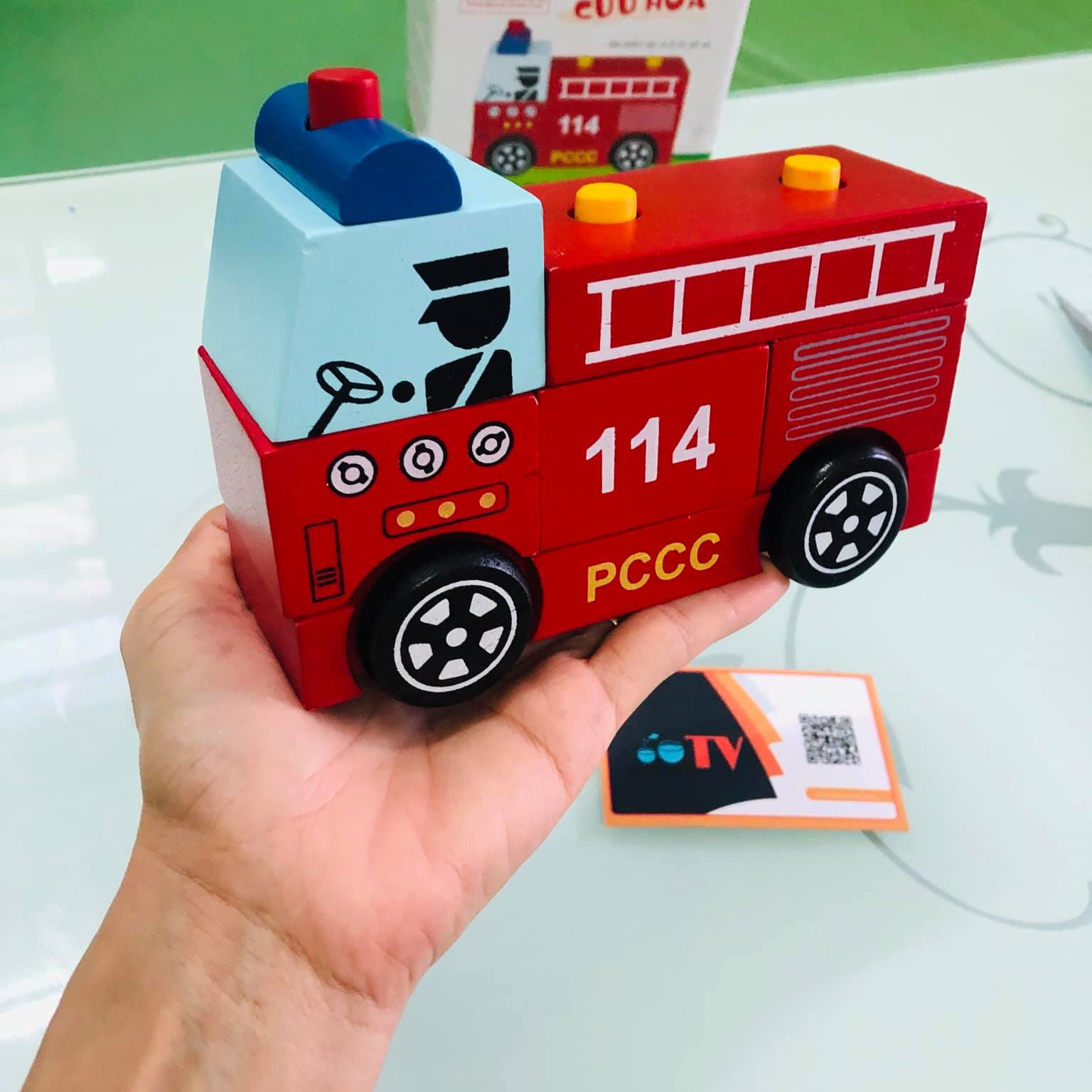 Đồ Chơi Gỗ Lắp Ráp Xe Cứu Hỏa | Đồ chơi mô hình xe chữa cháy Việt Nam cho bé