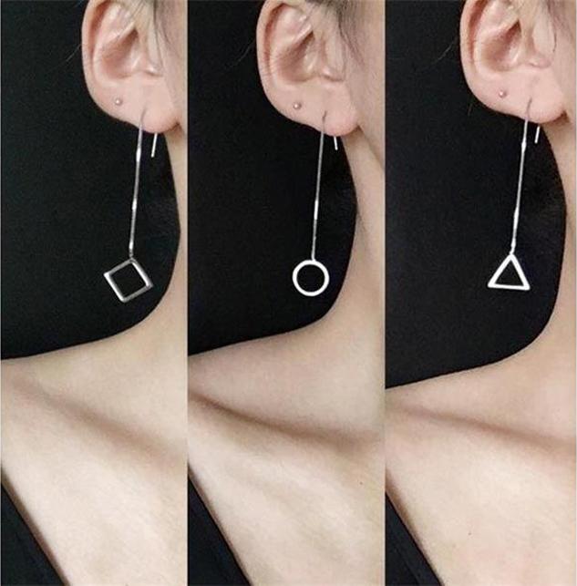 Bông tai sợi mảnh thả hình tròn