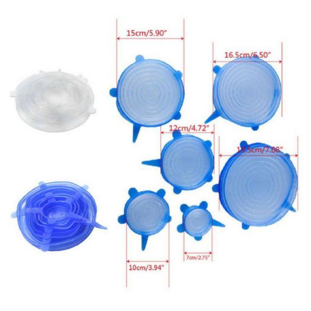 Bộ 6 nắp đậy thực phẩm silicon siêu dẻo an toàn