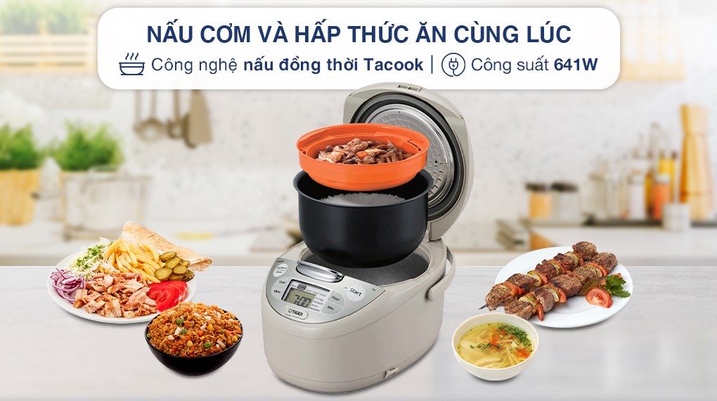Nồi Cơm Điện Tử Tiger JAX-S10W - 1L - Hàng Chính Hãng