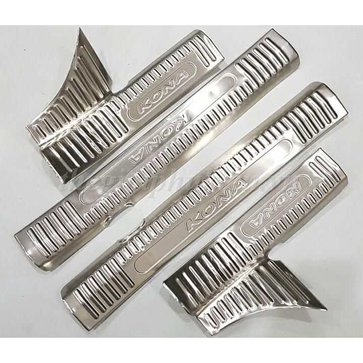 Bộ Ốp bậc cửa, Nẹp bước chân Hyundai Kona – Mẫu INOX 8 chi tiết