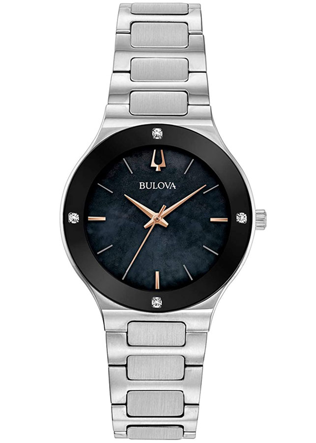 Đồng Hồ Nữ Bulova Đính Kim Cương Dây Thép Không Gỉ 96R231 - Mặt Xà Cừ