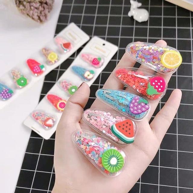 Sét 6 kẹp tóc hoa quả siêu yêu