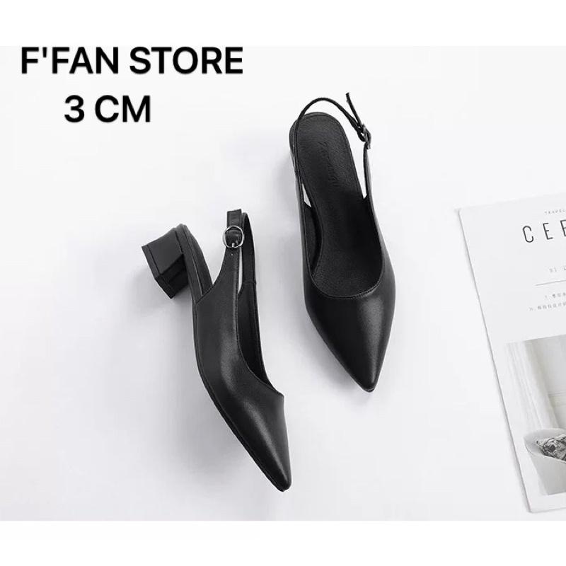 Giày Cao Gót Quai Sau (Da Thật) Slingback - Da Siêu Mềm Mũi Nhọn FFAN STORE