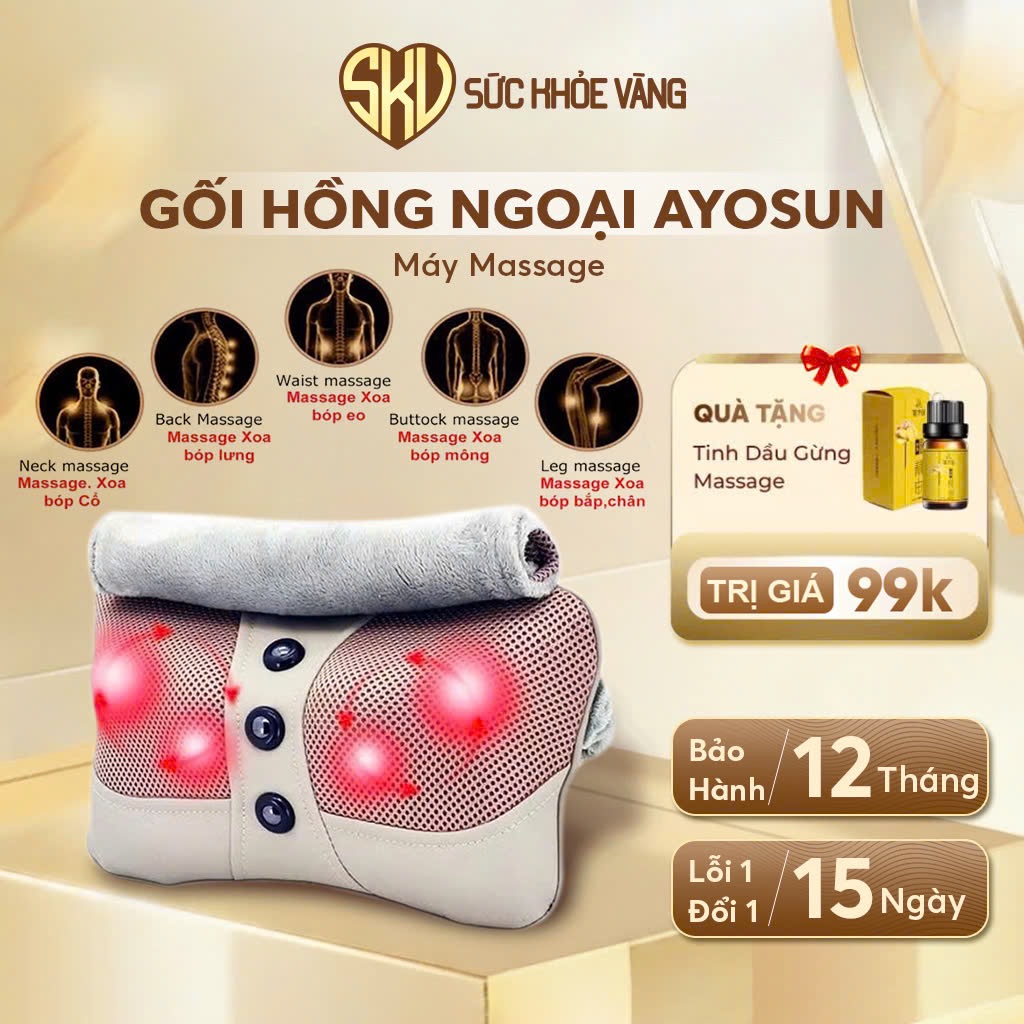 [CHÍNH HÃNG-BH 5 NĂM] Gối Massage  Hàn Quốc 6 bi - TRE VÀNG đại lý phân phối