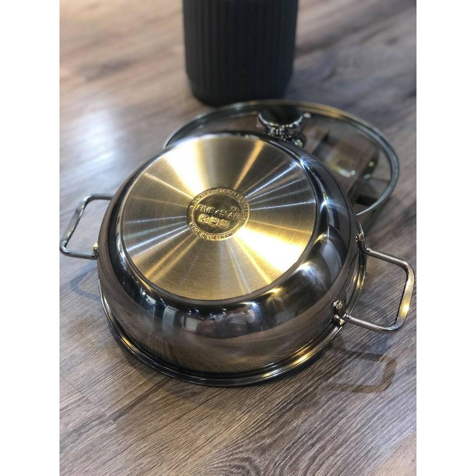 Nồi lẩu inox 3 Đáy vung kính
