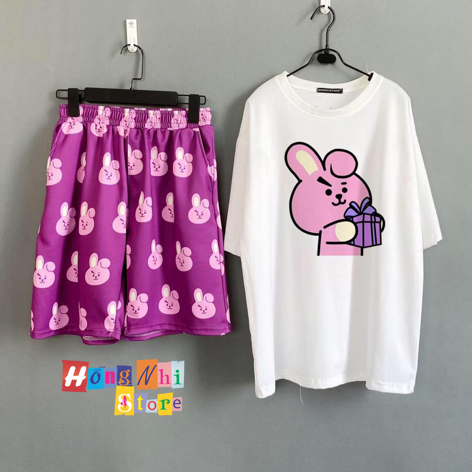 Quần Short Cartoon Unisex Con Thỏ Hồng - Quần Đùi Hoạt Hình Siêu Cute - MM