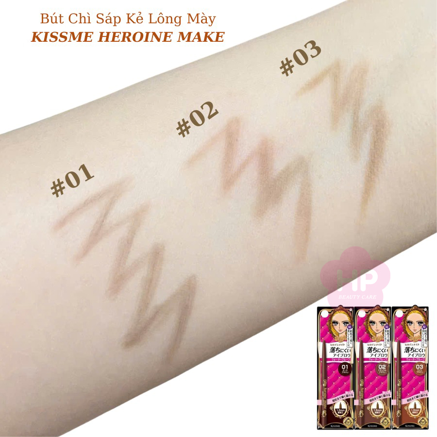 Bút Chì Sáp Kẻ Lông Mày Không Lem Trôi Lõi Siêu Mịn Kissme Heroine Make Quick Eyeliner Màu Nâu Đen