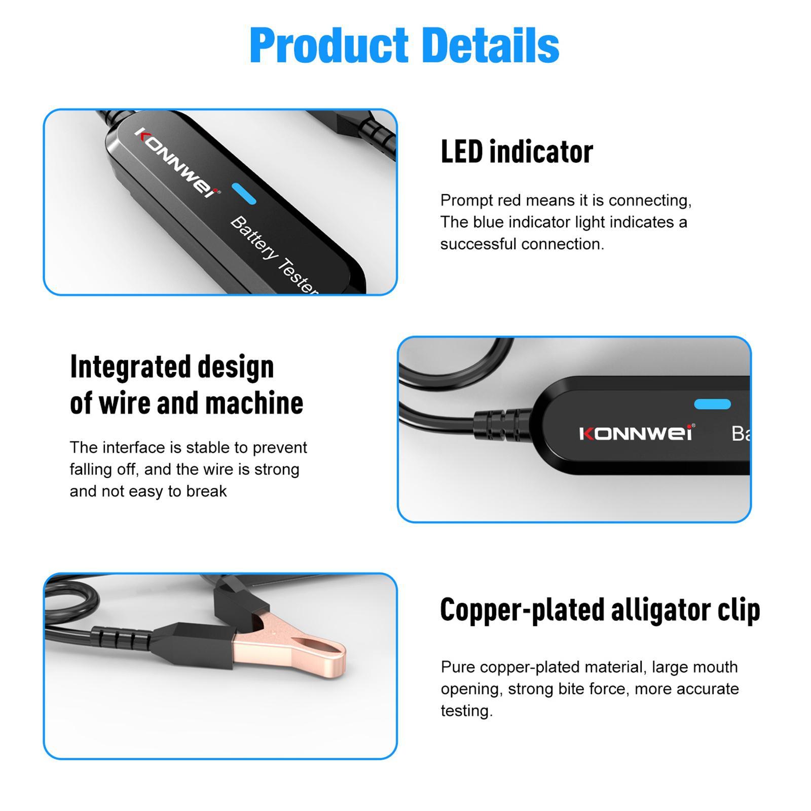 Car Battery Tester, Cranking Charging Analyzer Automotive for Vehicles Motorcycle