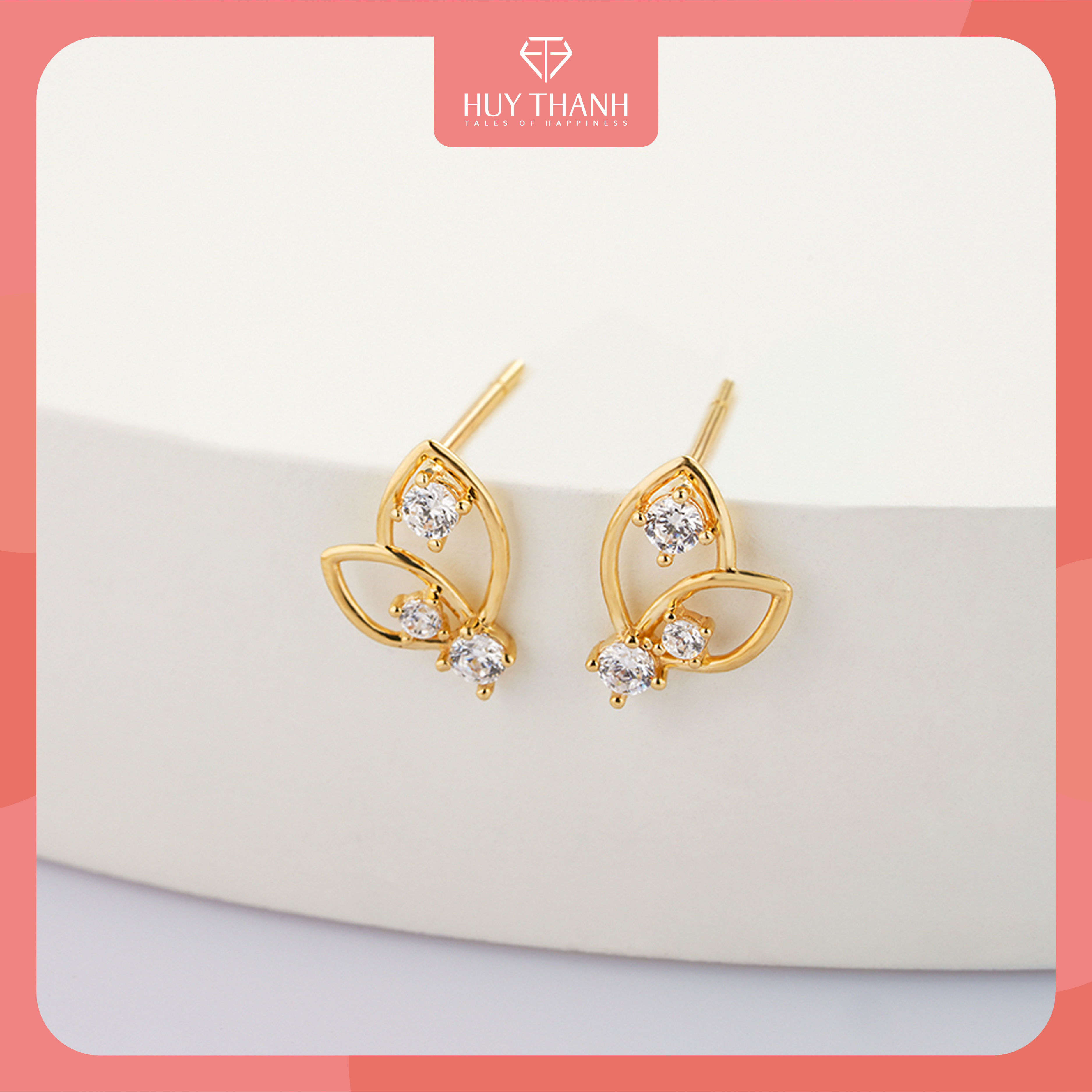 Bông Tai Nữ Vàng 14K BTAM83 Huy Thanh Jewelry