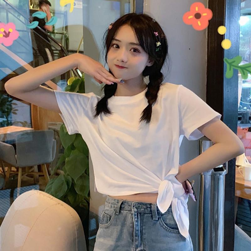 Áo thun tay ngắn cổ tròn thiết kế dáng rộng thoải mái cho nữ