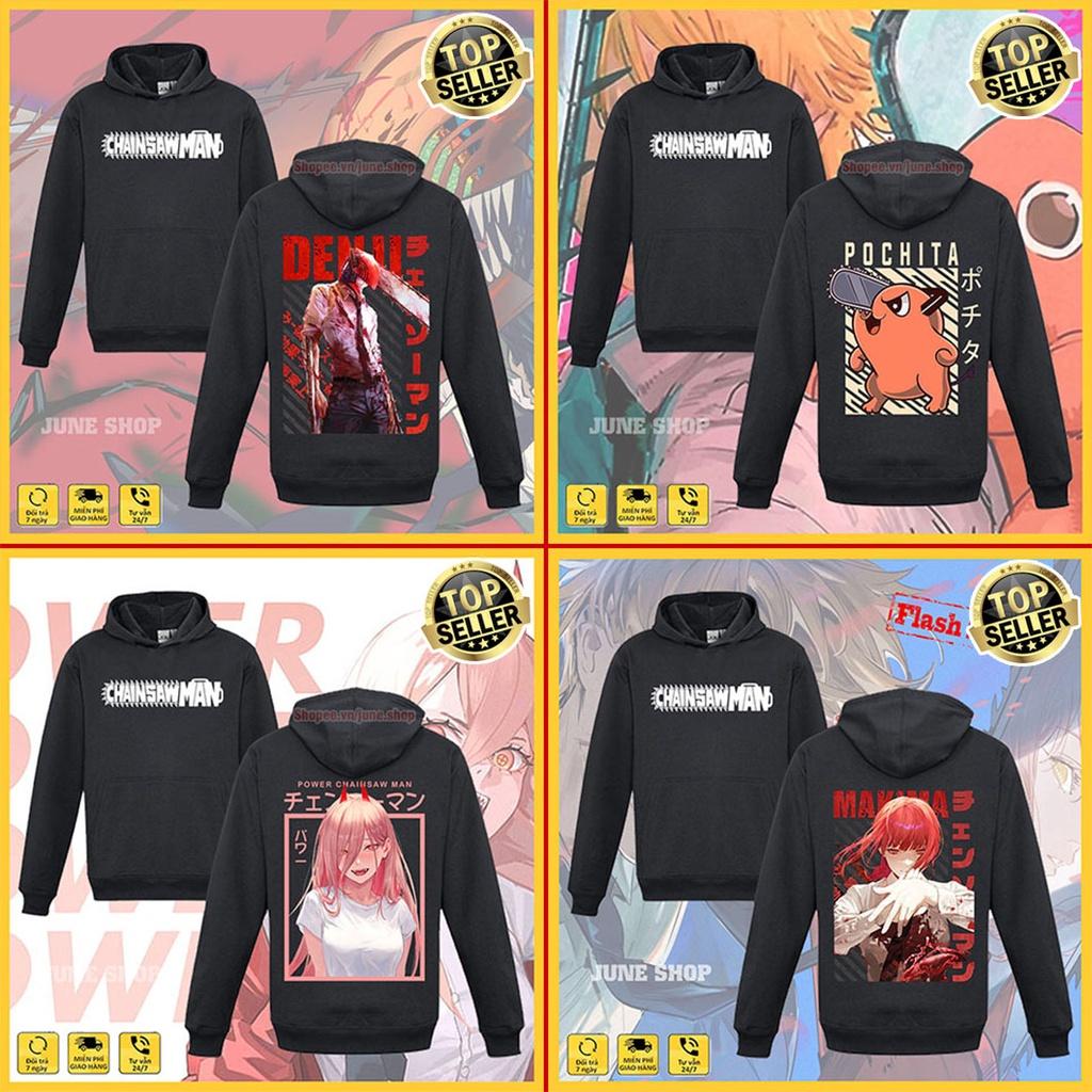 Áo Hoodie Chainsaw Man, Áo Khoác Chainsaw Man in hình Denji, Makima, Power, Pochita, Aki mới nhất, siêu đẹp